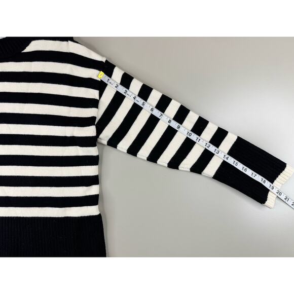 Zara Black White Breton Striped Sweater Women’s S Crewneck Paris Oversized Knit - Picture 5 of 10